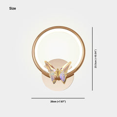 Wall Sconce Light Small Ring Crystal Butterfly LED Size