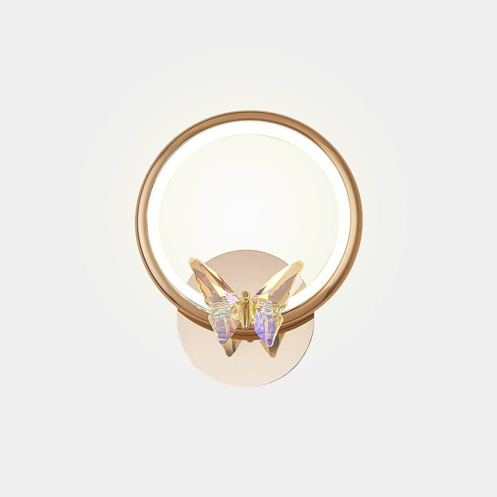 Wall Sconce Light Small Ring Crystal Butterfly LED