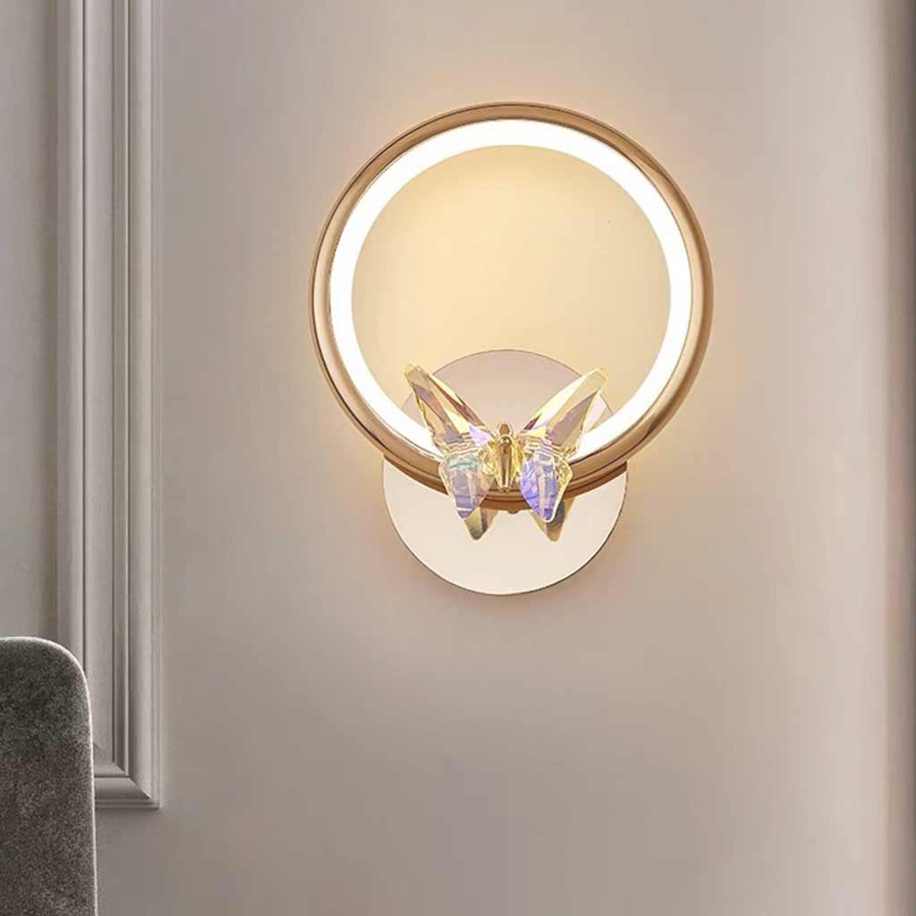 Wall Sconce Light Small Ring Crystal Butterfly Room