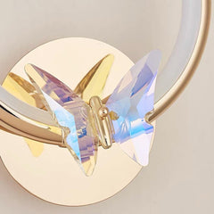 Wall Sconce Light Small Ring Crystal Butterfly