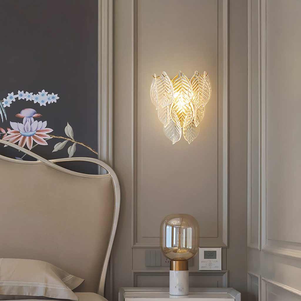 Wall Sconce Light Stylish Half Circle Brass Glass Corner