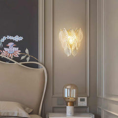 Wall Sconce Light Stylish Half Circle Brass Glass Corner
