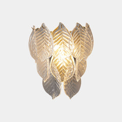 Wall Sconce Light Stylish Half Circle Brass Glass Leaf
