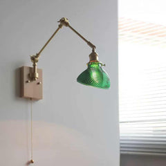 Wall Sconce Light Vintage Adjustable Brass Glass Cone Corner