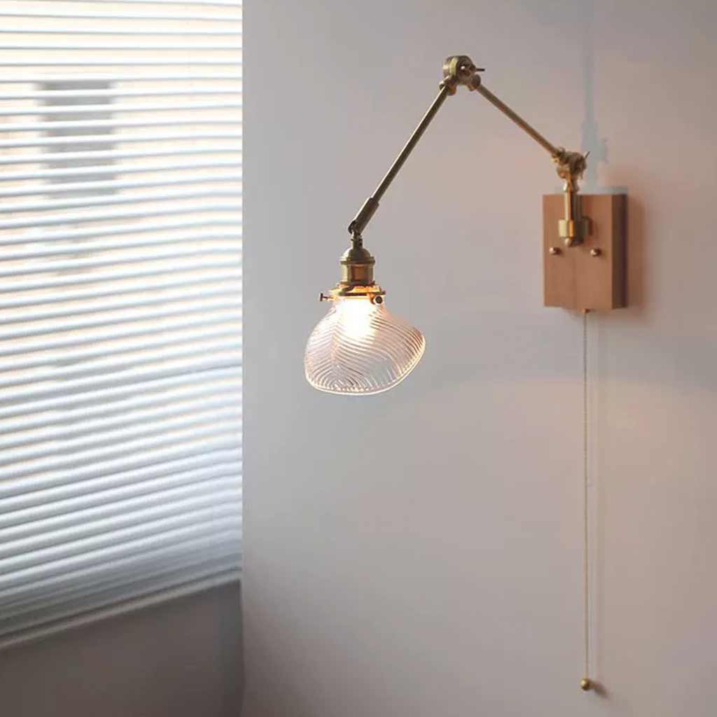 Wall Sconce Light Vintage Adjustable Brass Glass Cone Room