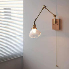 Wall Sconce Light Vintage Adjustable Brass Glass Cone Room