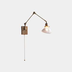 Wall Sconce Light Vintage Adjustable Brass Glass Cone 