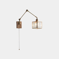 Wall Sconce Light Vintage Adjustable Brass Glass Cube