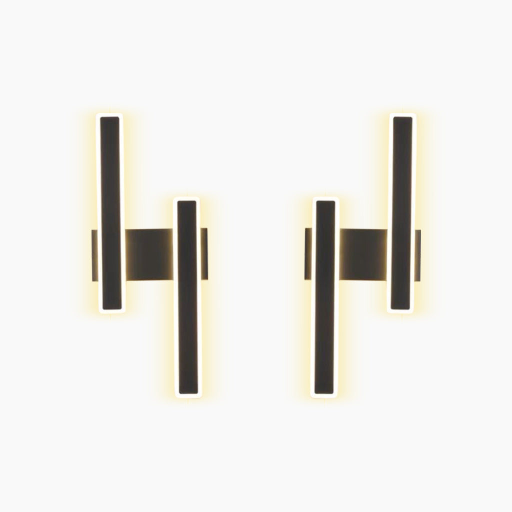 Wall Sconce Linear Double Light LED Bar Black Pair