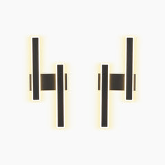 Wall Sconce Linear Double Light LED Bar Black Pair