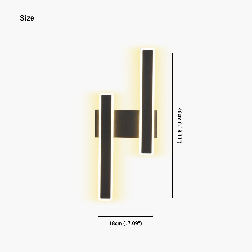 Wall Sconce Linear Double Light LED Bar Black Right Size