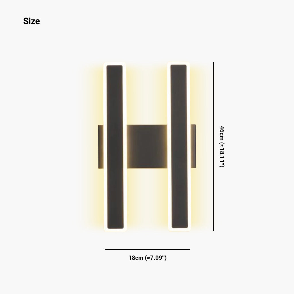 Wall Sconce Linear Double Light LED Bar Black Size