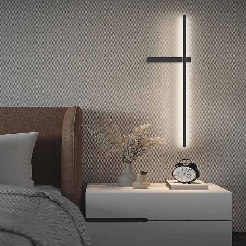 Wall Sconce Light Nordic Long Slim Linear LED Aluminum Black White White Left L60cm L23.62