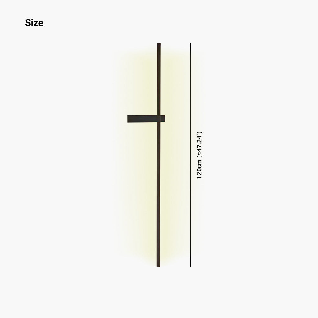 Wall Sconce Long Slim Linear Black Left Size