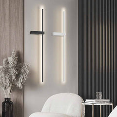 Wall Sconce Long Slim Linear Black White Left