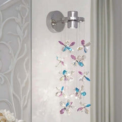 Wall Sconce Romantic Colored Crystal Flower Drop LED