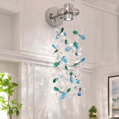 Wall Sconce Romantic Colored Crystal Flower Drop LED