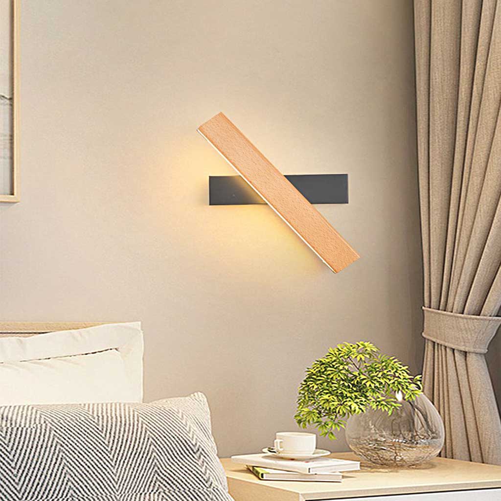 Rectangular Led Wall Sconce Modern Rotating Rectangle LED Wood Wall Sconce | VAXLAMP