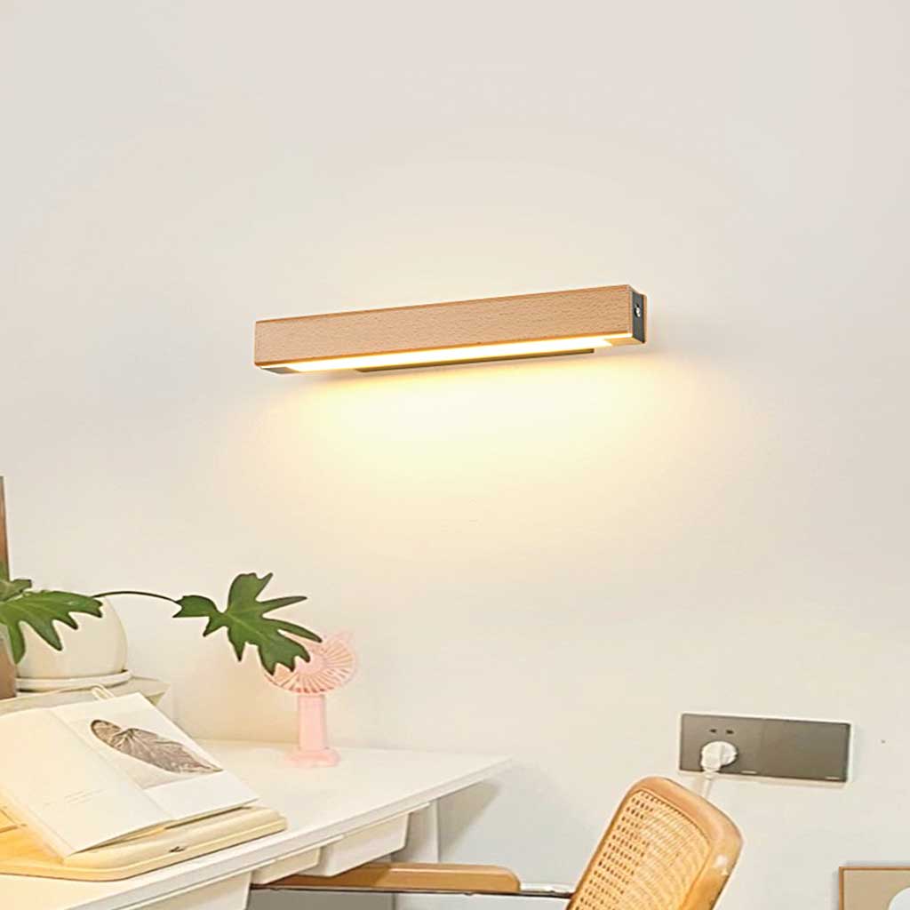 Rectangular Led Wall Sconce Modern Rotating Rectangle LED Wood Wall Sconce | VAXLAMP