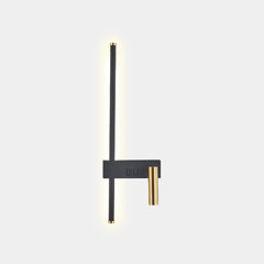 Aplique de pared LED moderno vertical, negro y dorado