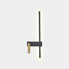 Aplique de pared LED moderno vertical, negro y dorado