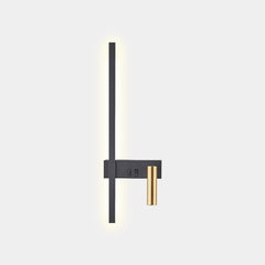 Aplique de pared LED moderno vertical, negro y dorado