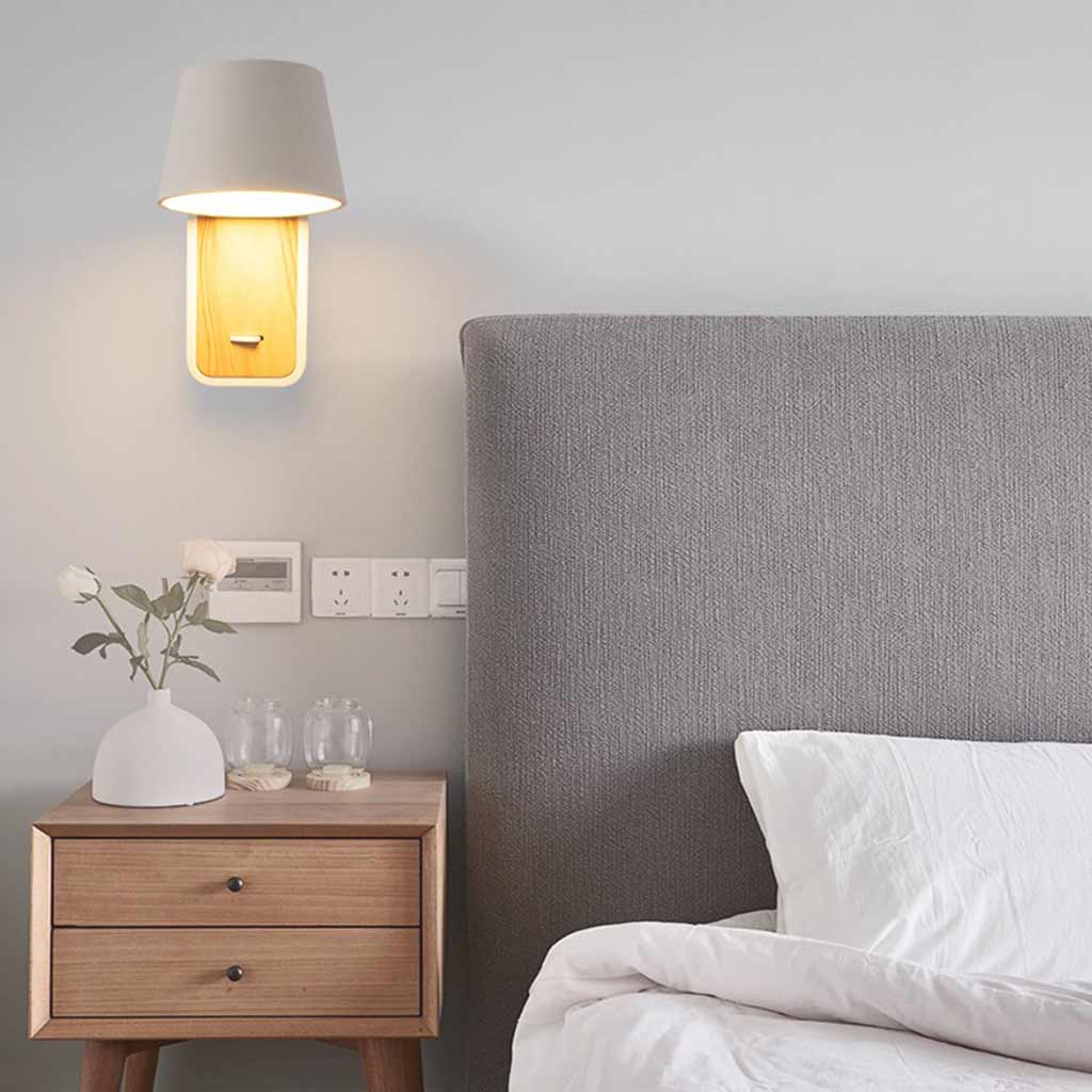 Wall Sconce Spotlight Modern LED with Wood Grain Bedroom