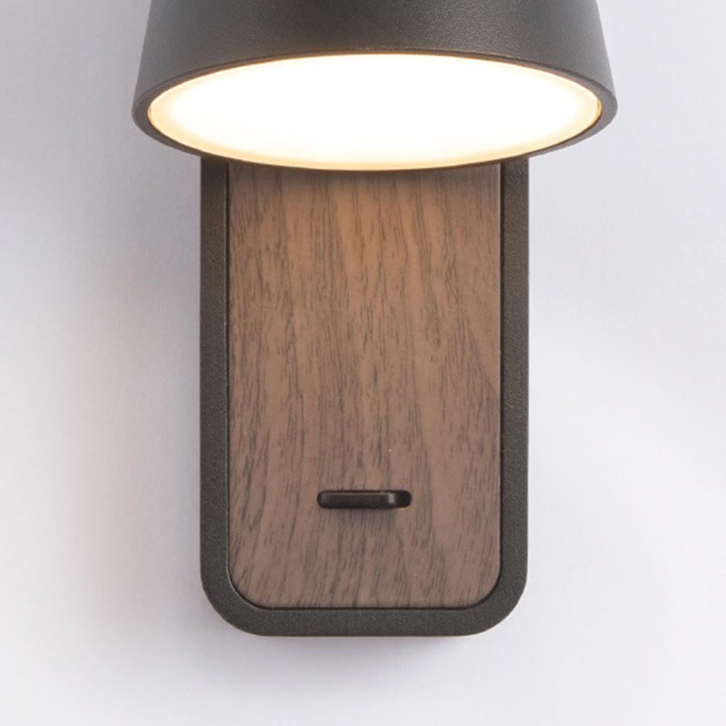 Wall Sconce Spotlight Modern LED with Wood Grain Detail
