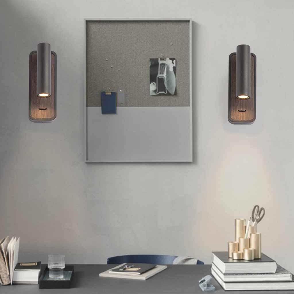 Wall Sconce Spotlight Modern LED with Wood Grain Study Room
