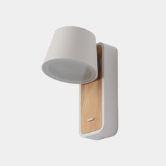 Vägglampa Strålkastare Modern LED med Träådring, Svart/Vit