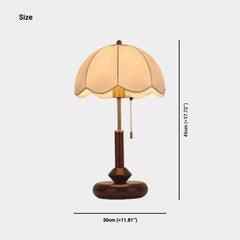 Valnöt Bordslampa Antik rund med dragkedja