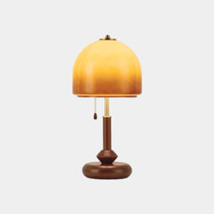 Valnöt Bordslampa Antik rund med dragkedja