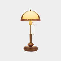 Valnöt Bordslampa Antik rund med dragkedja