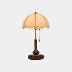 Valnöt Bordslampa Antik rund med dragkedja
