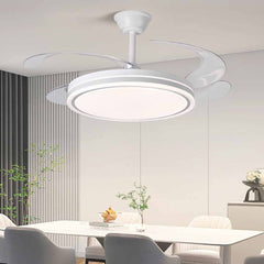 Weißer, leiser Deckenventilator mit einziehbaren Flügeln