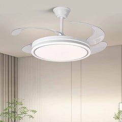 Weißer, leiser Deckenventilator mit einziehbaren Flügeln