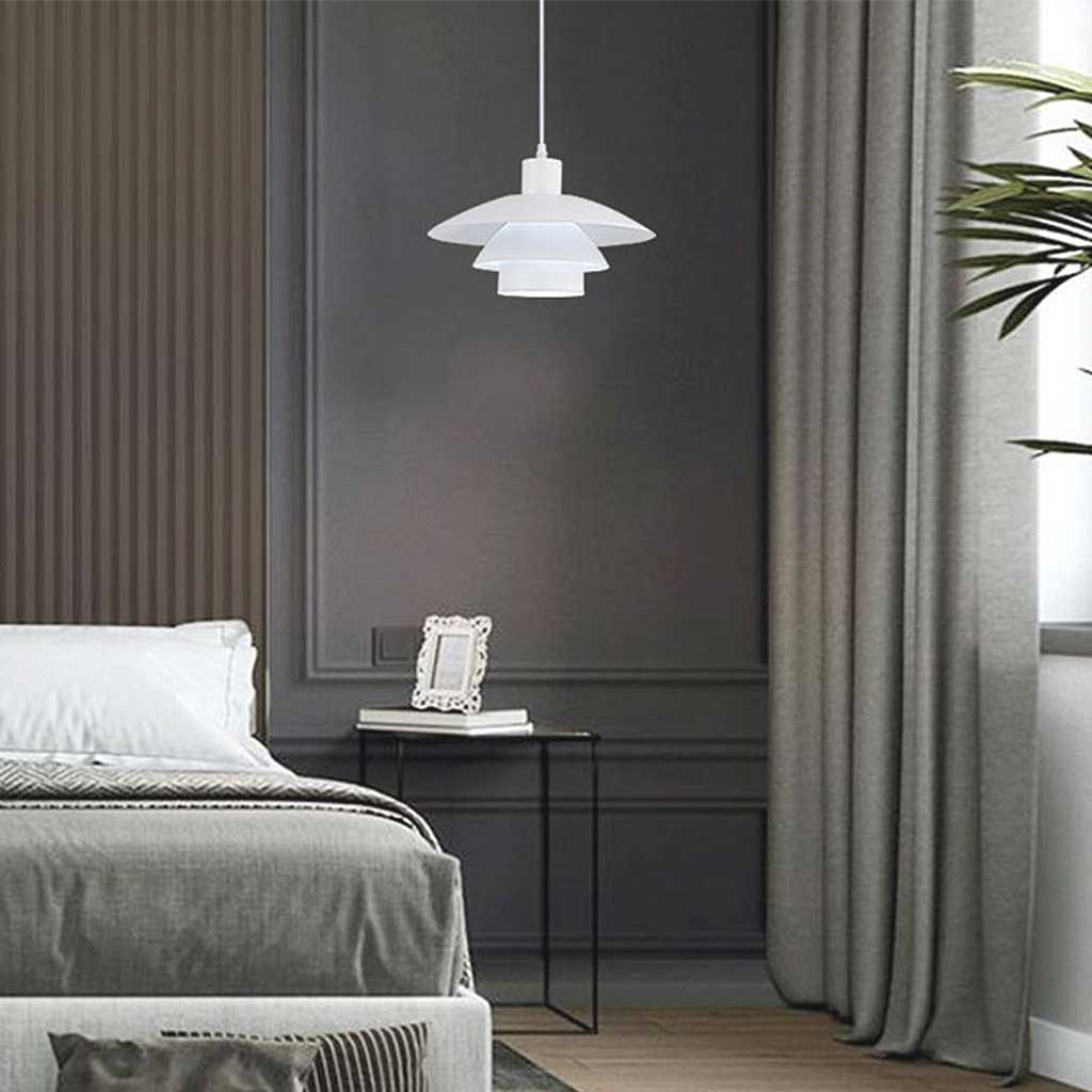 White Dining Room Pendant Light 29cm 2 Lights Bedroom