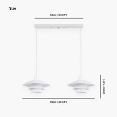 White Dining Room Pendant Light 29cm 2 Lights Size