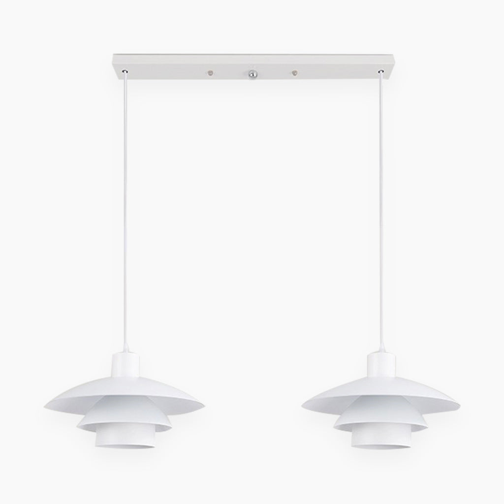 White Dining Room Pendant Light 29cm 2 Lights