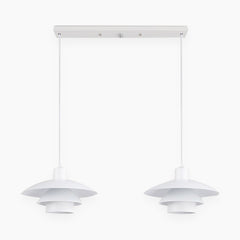 White Dining Room Pendant Light 29cm 2 Lights