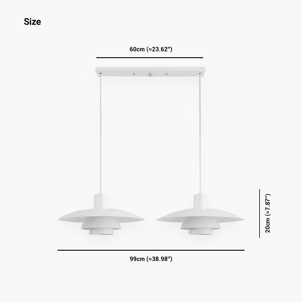 White Dining Room Pendant Light 39cm 2 Lights Size 