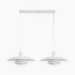 White Dining Room Pendant Light 39cm 2 Lights