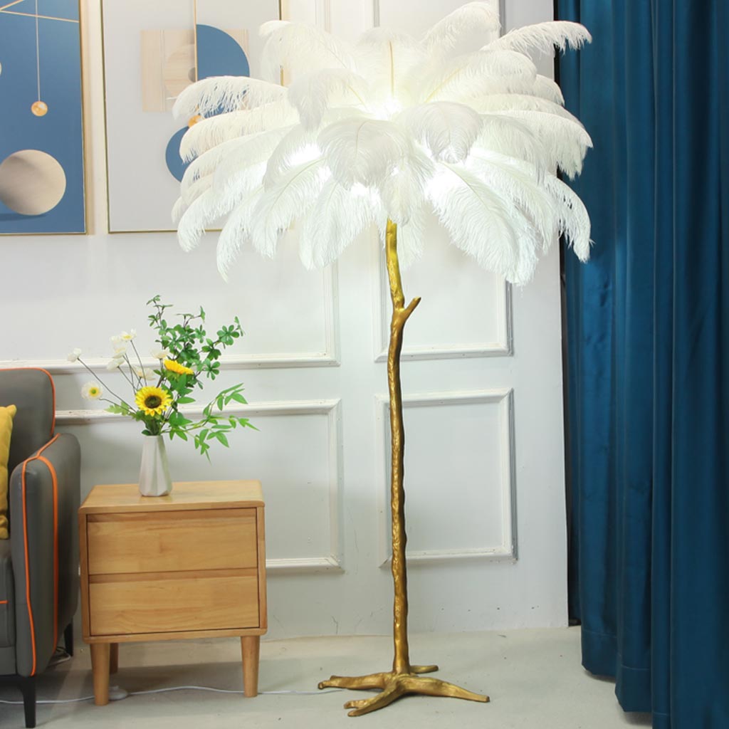 Ostrich Feather Floor Lamp Luxury, 16 Colors/Resin