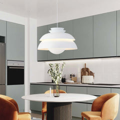 White Shade Single Pendant Light Dining Room