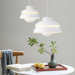 White Shade Single Pendant Light Room