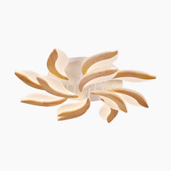 Wood Acrylic Flower Petal Flush Mount Ceiling light 12 Light