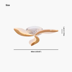 Wood Acrylic Flower Petal Flush Mount Ceiling light 3 Light Size
