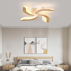 Wood Acrylic Flower Petal Flush Mount Ceiling light 4 Light Bedroom