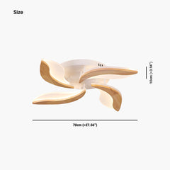 Wood Acrylic Flower Petal Flush Mount Ceiling light 4 Light Size