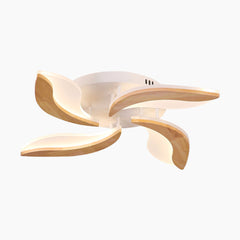Wood Acrylic Flower Petal Flush Mount Ceiling light 4 Light